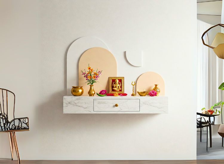 7. Minimalist Wall Art Pooja Decor