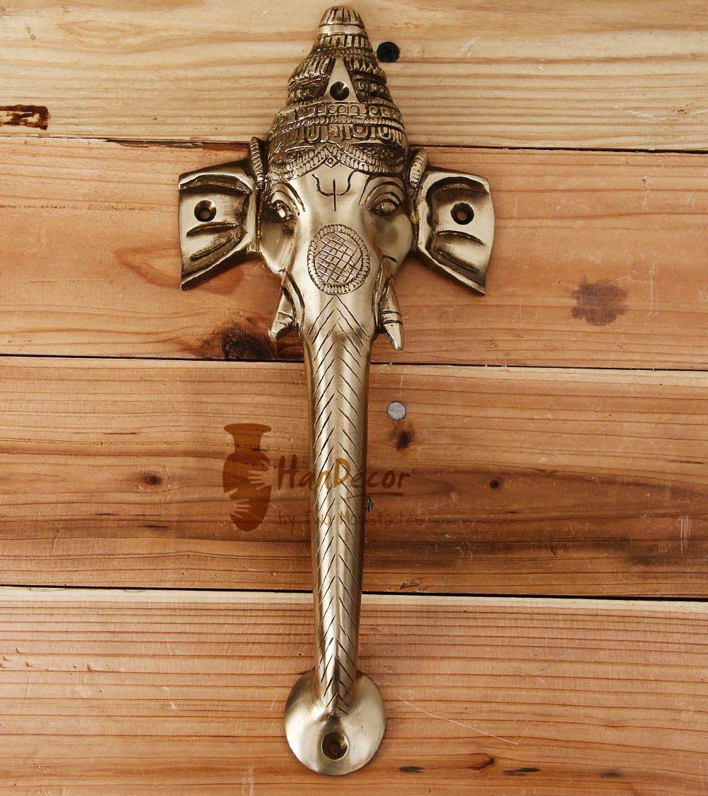 Two Moustaches Brass Ganesha Design Door Handle ,Main Door Pull Handles,Antique.