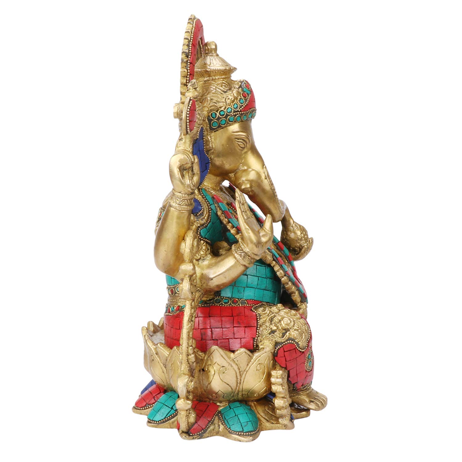 Kartique Brass Mangalkari Ganesha Sitting On Lotus 12 Inches Tall
