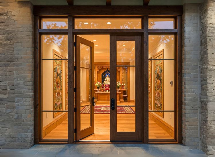 Glass-Wood Fusion Double Doors Design.