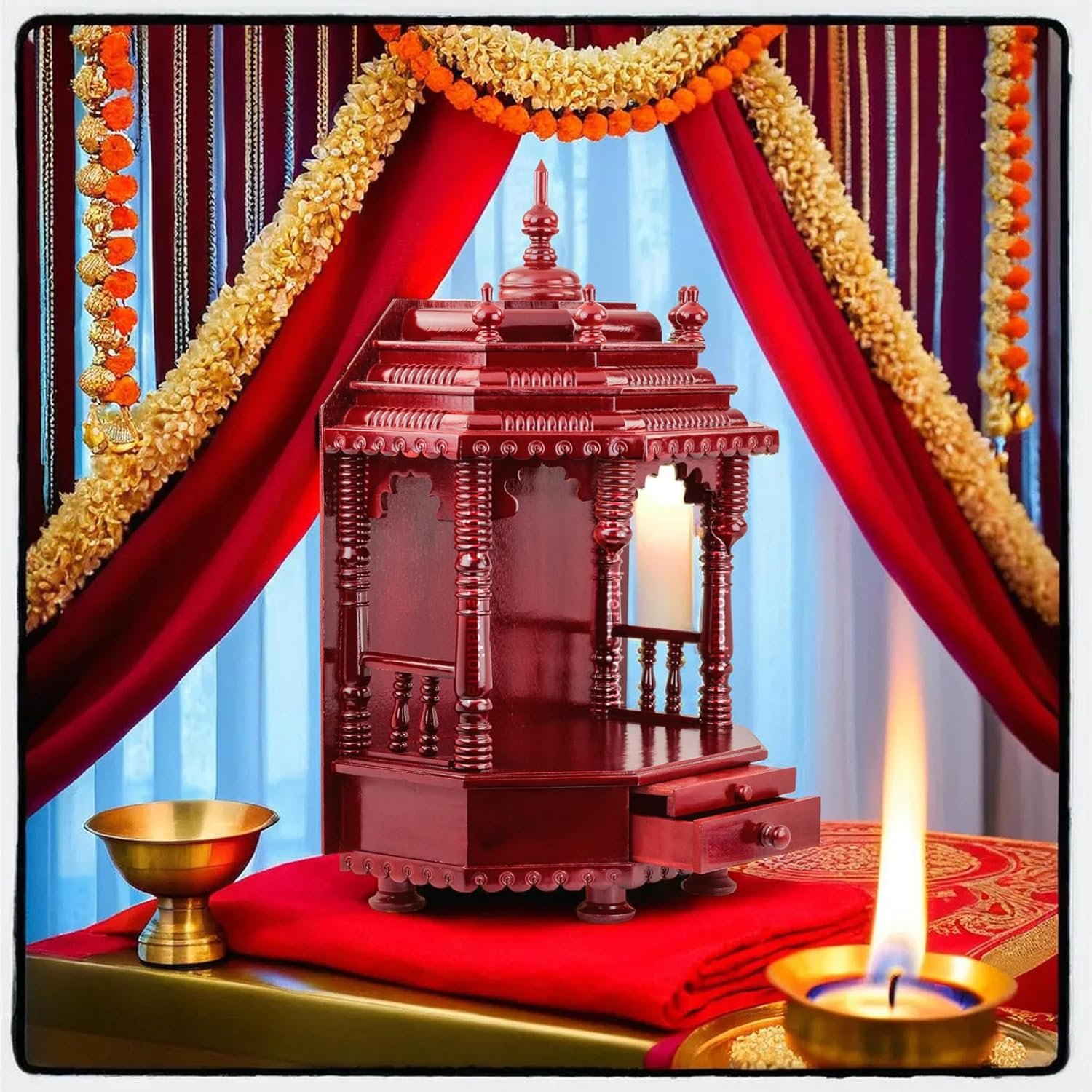 Nagina International Premium Hand Made Sheesham Wooden Temple