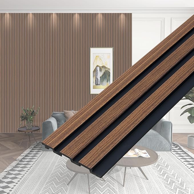 Plantex Wall Panels/Wooden Louvers Panel for Wall 8 Feet/Charcoal Panel for Interior Wall