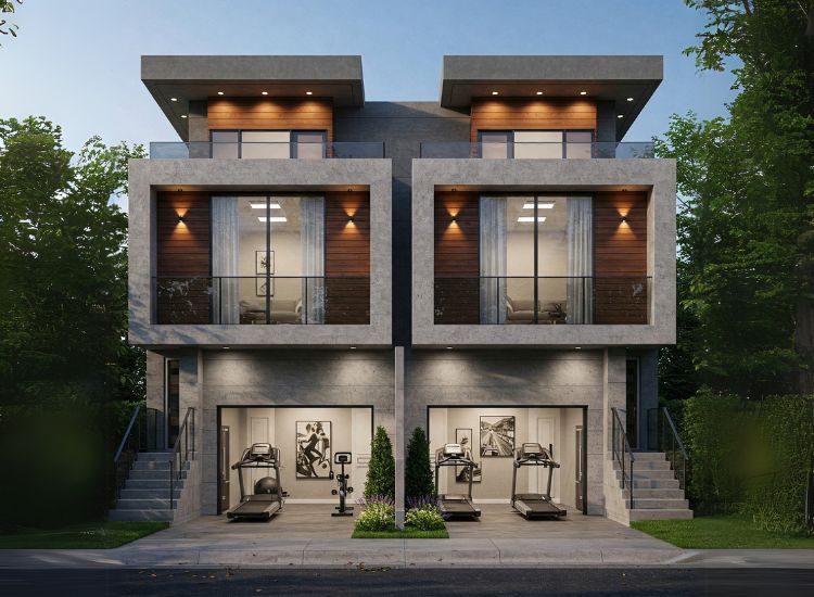 A stunning modern duplex house design with coastal aesthetics, airy duplex house interior, and seamless indoor-outdoor living.