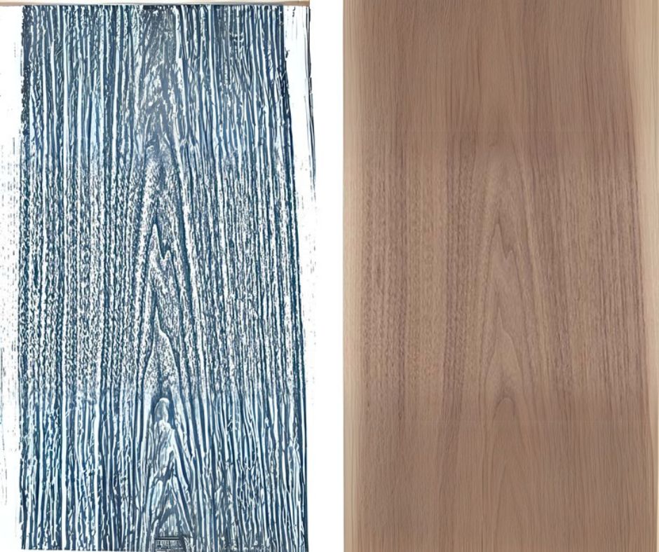 Matching and sequencing grain pattern, color, and texture of veneer throughout the surface achieving the desired look