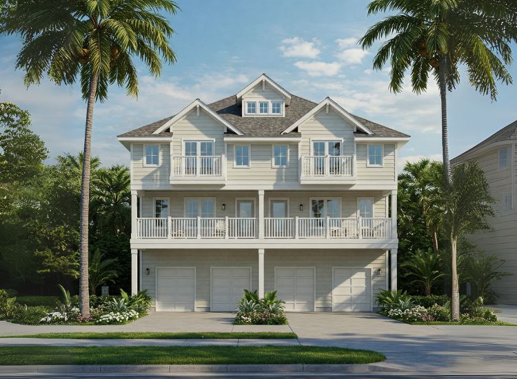 A stunning modern duplex house design with coastal aesthetics, airy duplex house interior, and seamless indoor-outdoor living.