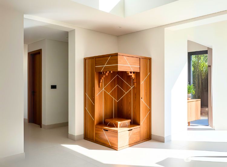 11. Geometric Wooden Mandir