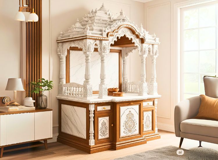 19. Marble And Wood Mandir