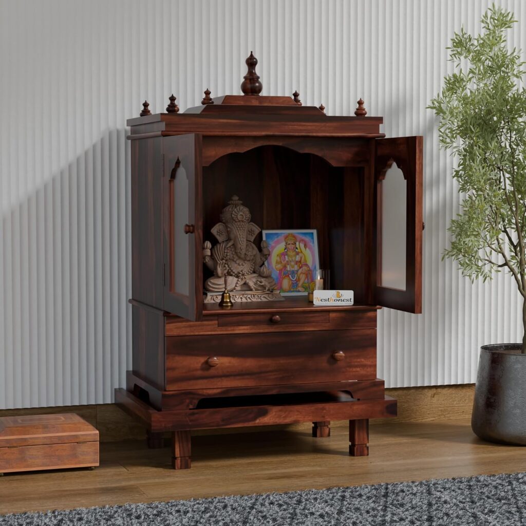NESTHONEST 3 Feet Wooden Temple for Home | Pooja Mandir