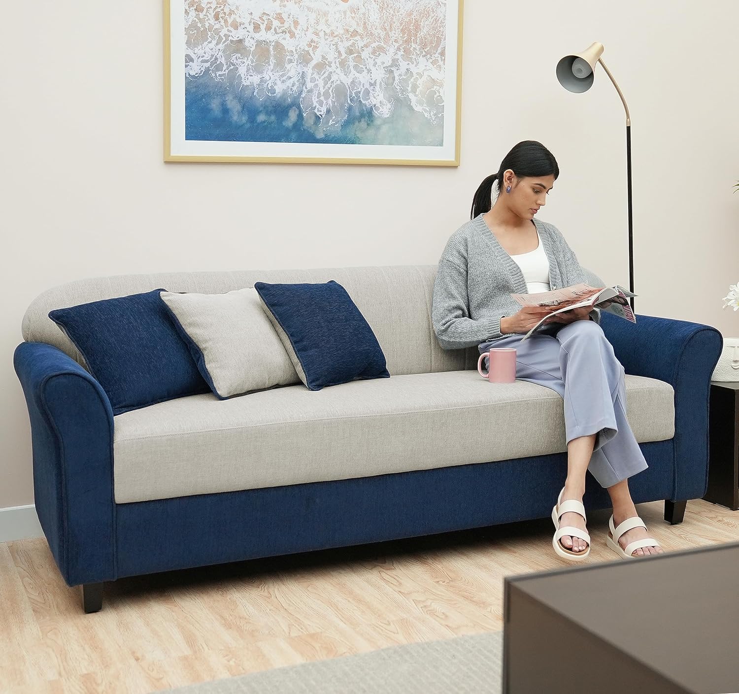 Amazon Brand - Solimo Victoria 3 Seater Fabric Sofa