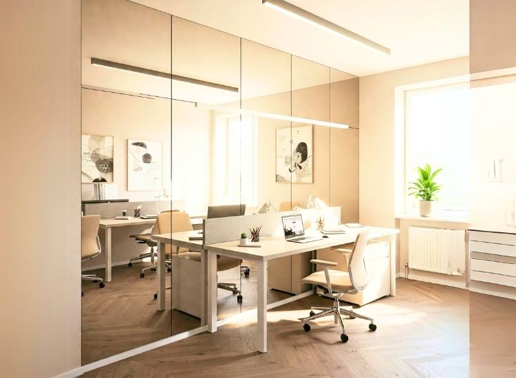 13. Mirror Panels To Reflect Light In Small Space Office