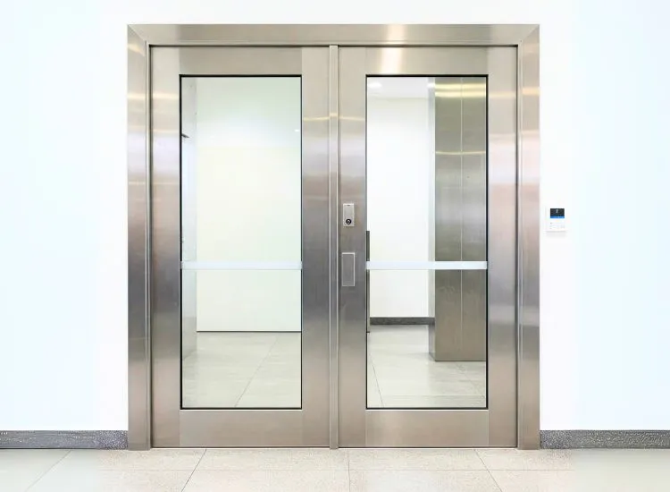 Sturdy steel door design, combining strength and security with sleek aesthetics for modern house door types.