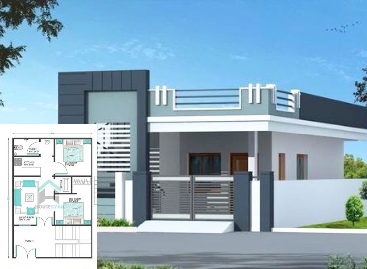 Illustration showing average construction cost of a 2bhk house plan in India
