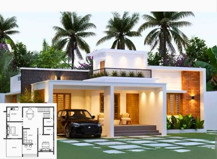 Budget-friendly 2bhk home plan for 800–1000 sq ft house construction cost guide