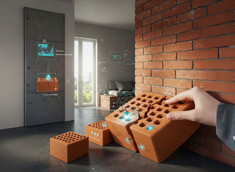 Innovative smart bricks with embedded technology, revolutionizing construction by enhancing energy efficiency, durability, and smart home integration.