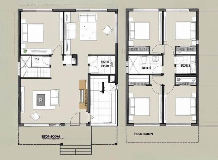 Architectural design of a 2BHK house plan in 500 sqft, showcasing smart layout and space optimization for compact living.