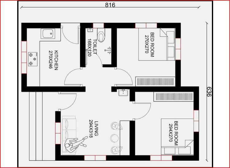 Compact 2BHK house plan for small plots with smart layout ideas