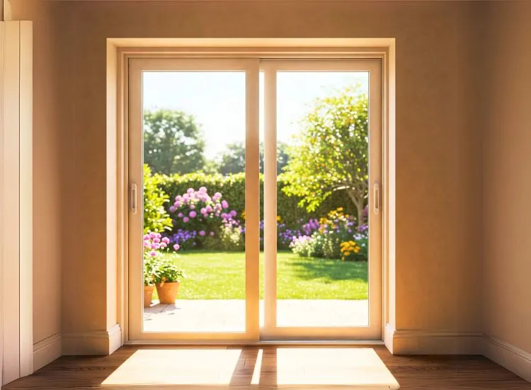 Modern sliding wooden door design offering space-saving functionality and stylish appeal for contemporary house interiors.