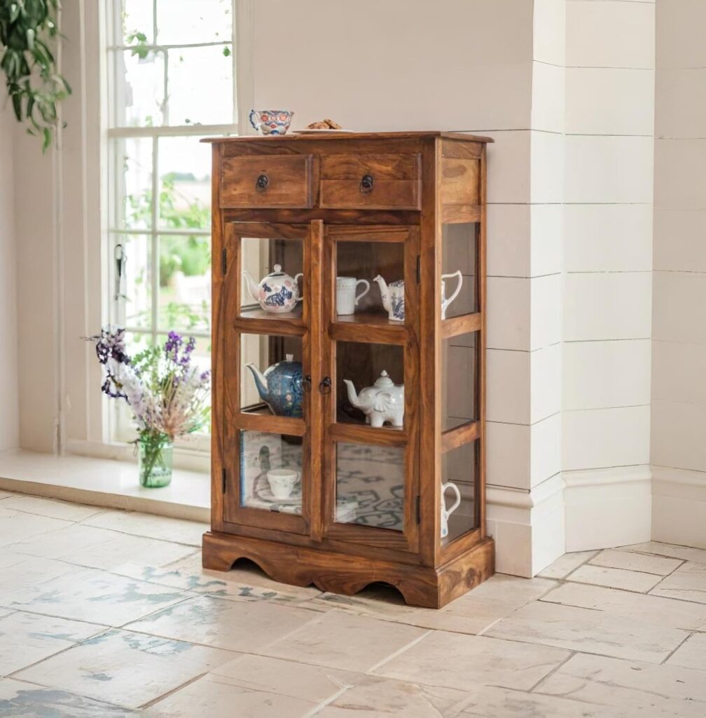 ANGEL FURNITURE Solid Sheesham Kitchen Medium Storage Crockery Cabinet