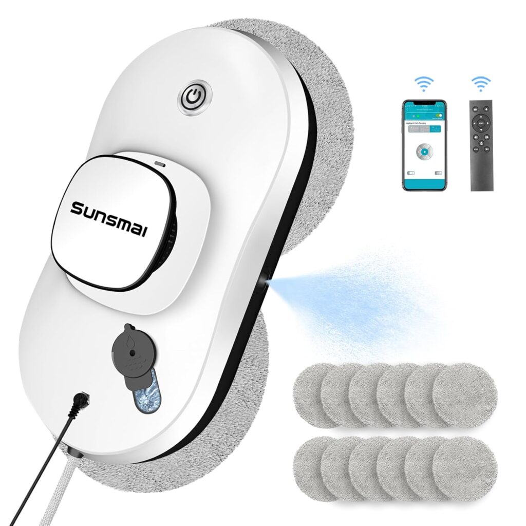 SUNSMAI Smart Window Cleaning Robot with Automatic Water Jet.