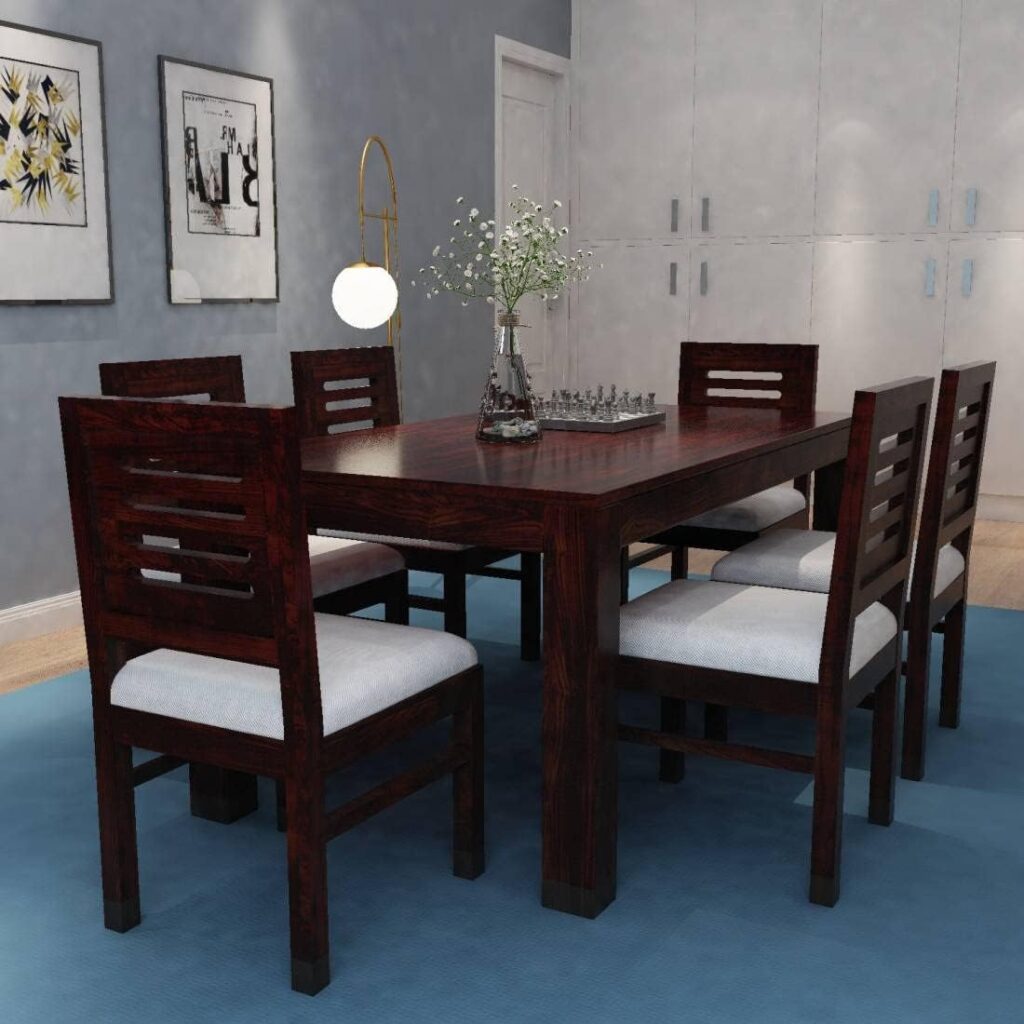 HANDWOOD FURNITURE Sheesham Wood Dining Table(57x35) with 6 Chairs