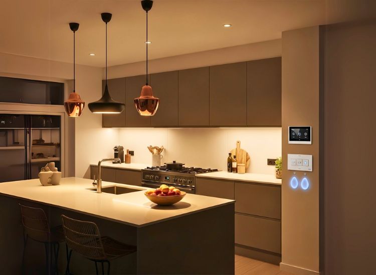 Smart kitchen lighting design highlighting pendant lights and layered lighting in kitchen setups for safety, style, and daily convenience.
