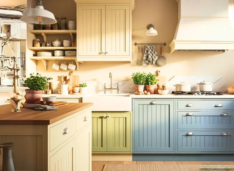 Beadboard modular kitchen cabinets add timeless texture to classic designs for kitchen cupboards and furniture.