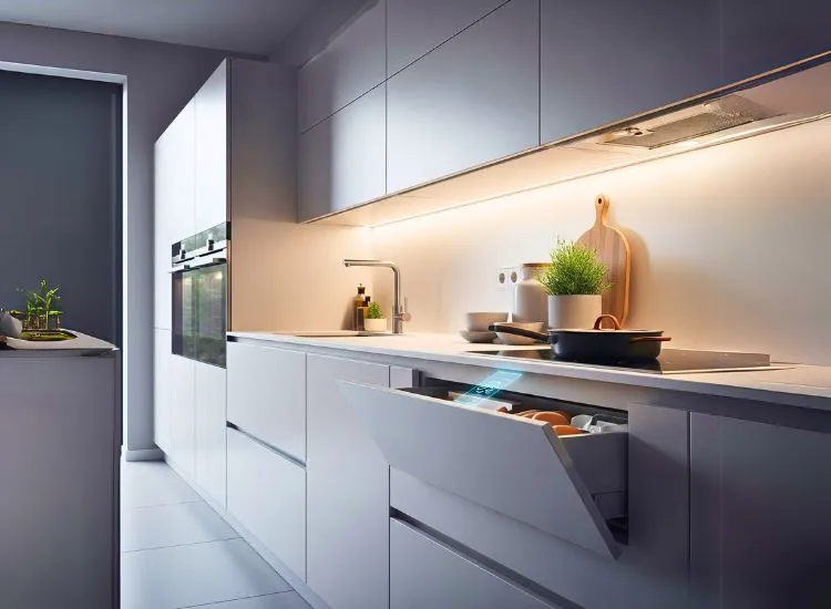 Touch-to-open modular kitchen cabinets offer a smart, seamless kitchen and cabinet design experience.