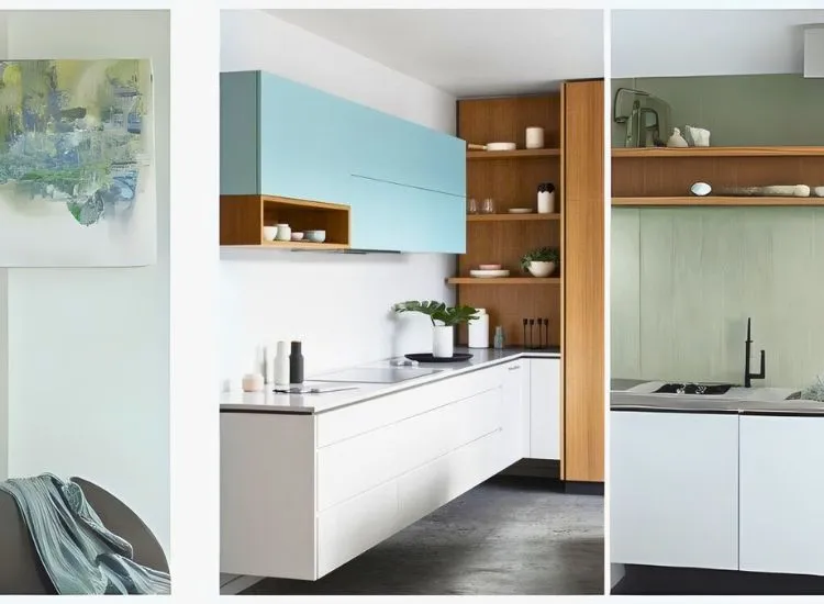 Floating base modular kitchen cabinets add sleek style to contemporary designs for kitchen cupboards and spaces.