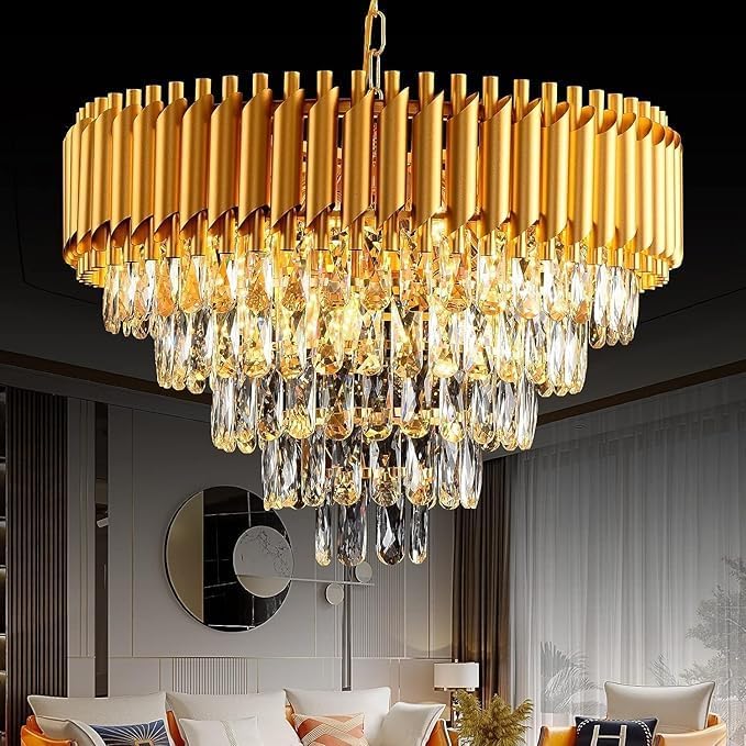 6-Tier Round Crystal Chandelier for Living Room