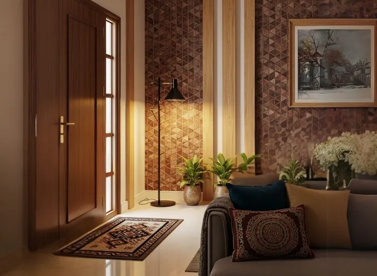 Living room designs featuring an accent wall with bold décor elements, enhancing modern living room design aesthetics.