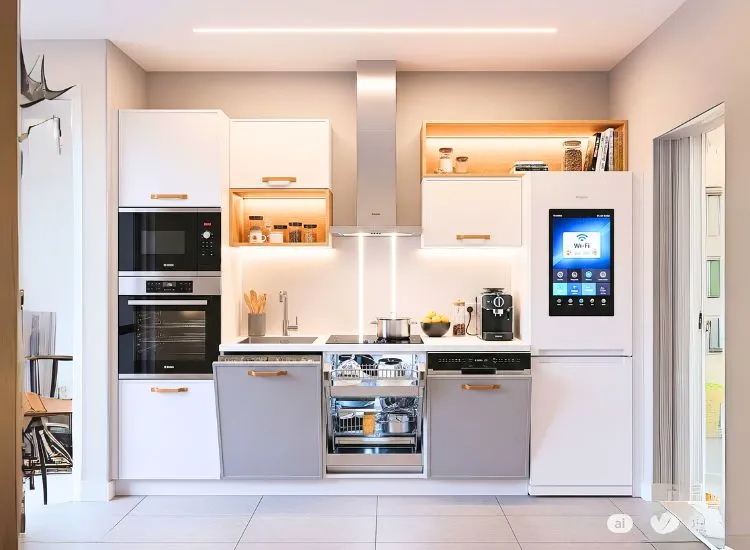 Appliances integration in modular kitchen design features latest trends for a seamless and modern kitchen look.