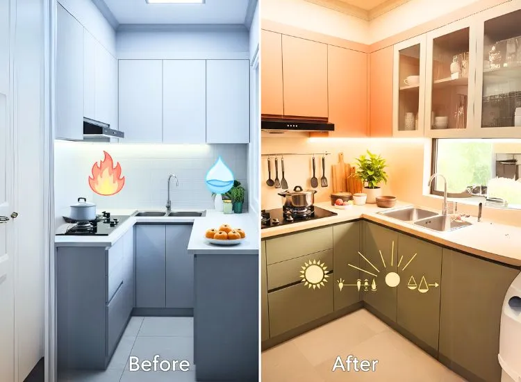 Vastu-aligned modular kitchen design case study showcasing ideal layout, direction, and colors for positive energy.