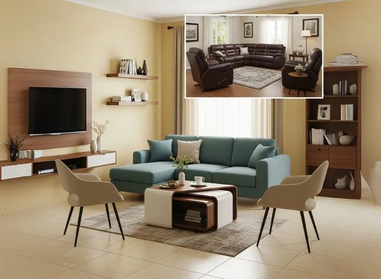 Innovative small space living room designs with smart storage and compact furniture, showcasing modern living room design ideas.