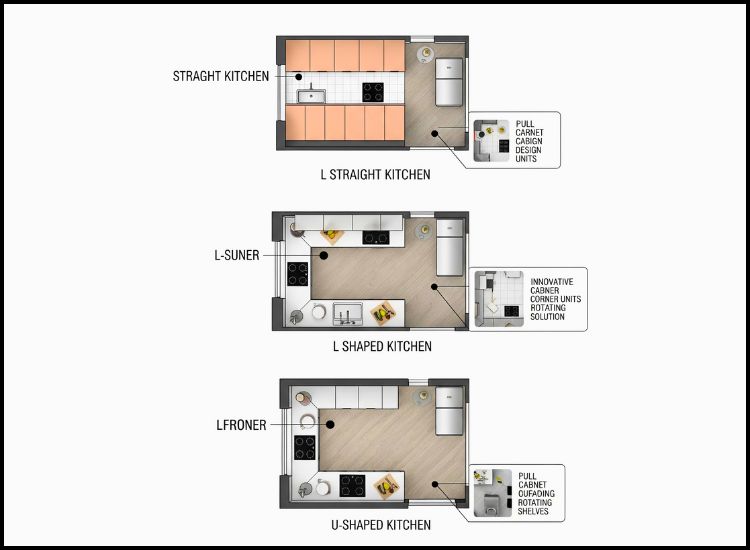 A guide to understanding kitchen layouts to choose the best modular kitchen accessories and accessories for modular kitchen.
