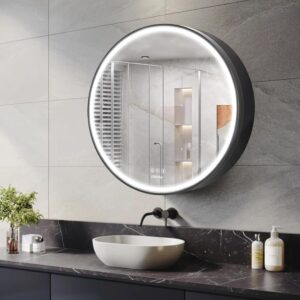 Plantex Aluminium Framed Round LED Bathroom Shelf for Wall