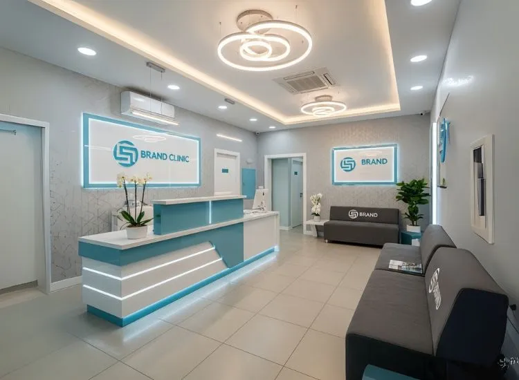 Clinic interior design ideas that reinforce branding through customized walls, furniture, and fixtures—stylish interior design for clinic identity.