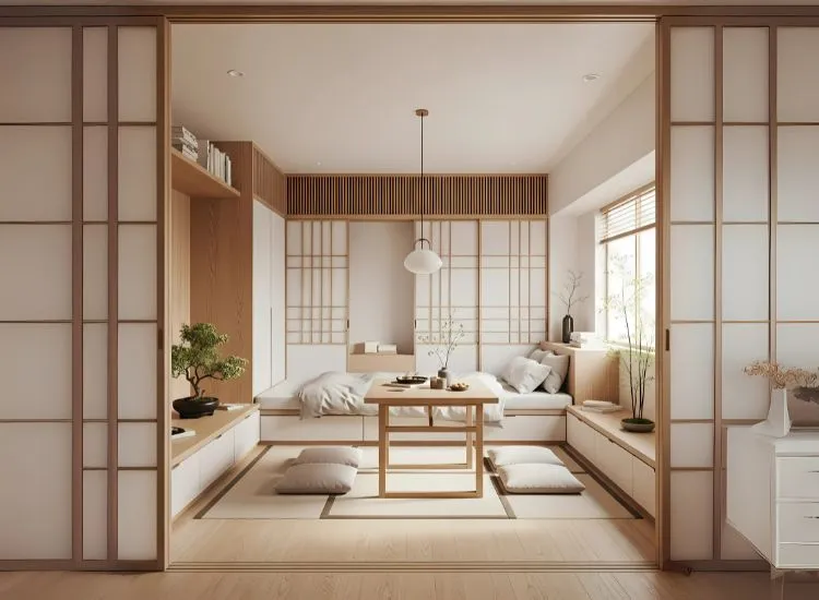 Studio apartment interior ideas inspired by Japanese minimalism — blending clean aesthetics with functionality in a modern studio apartment studio.