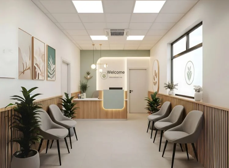 Clinic interior designs that transform reception and waiting areas into warm, welcoming spaces—creative interior design for clinic comfort and care.