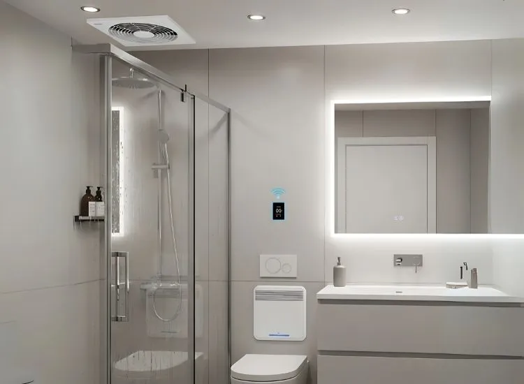 Small Bathroom with Exhaust Fan and Built In Dehumidifier
